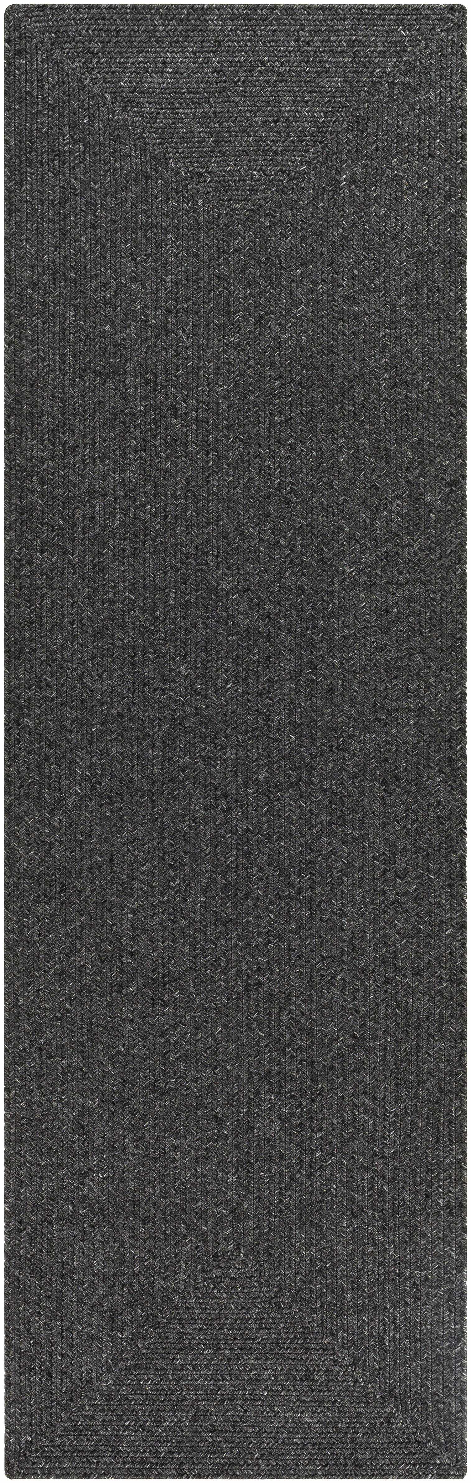 Alfombra trenzada de yute sintético de color negro