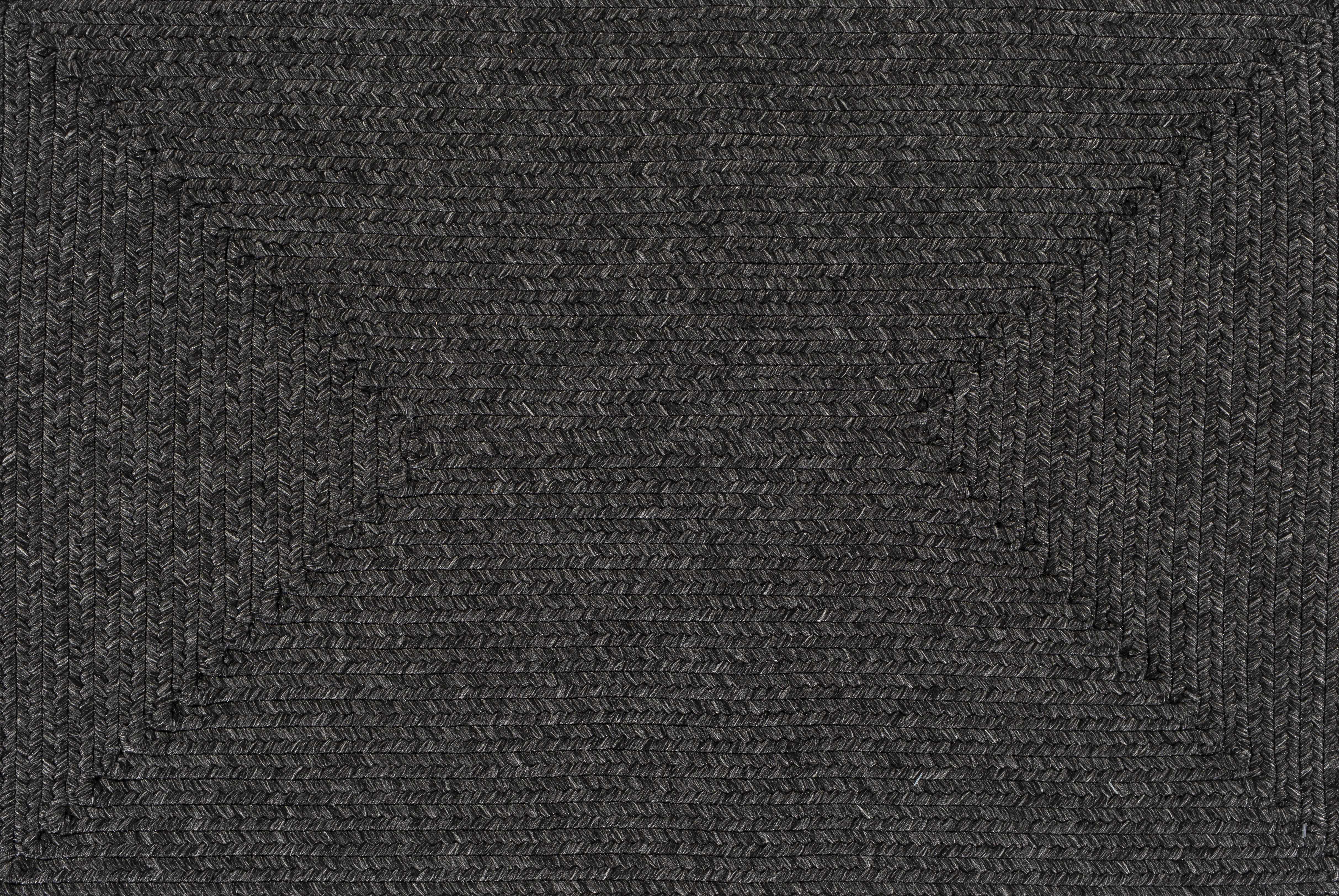 Alfombra trenzada de yute sintético de color negro