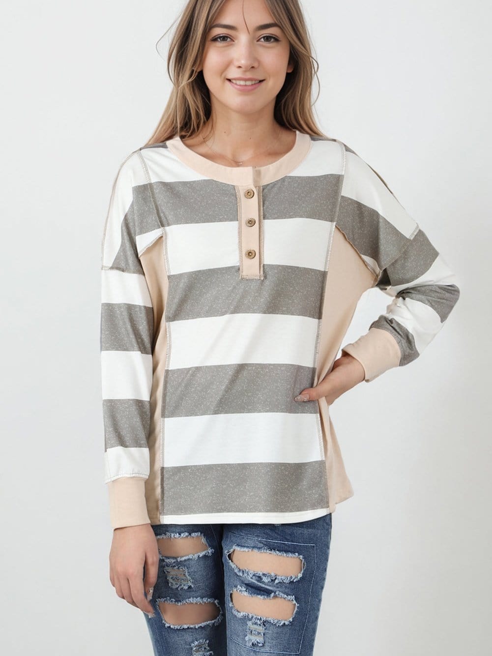 Striped Knitwear Sweater Shirt