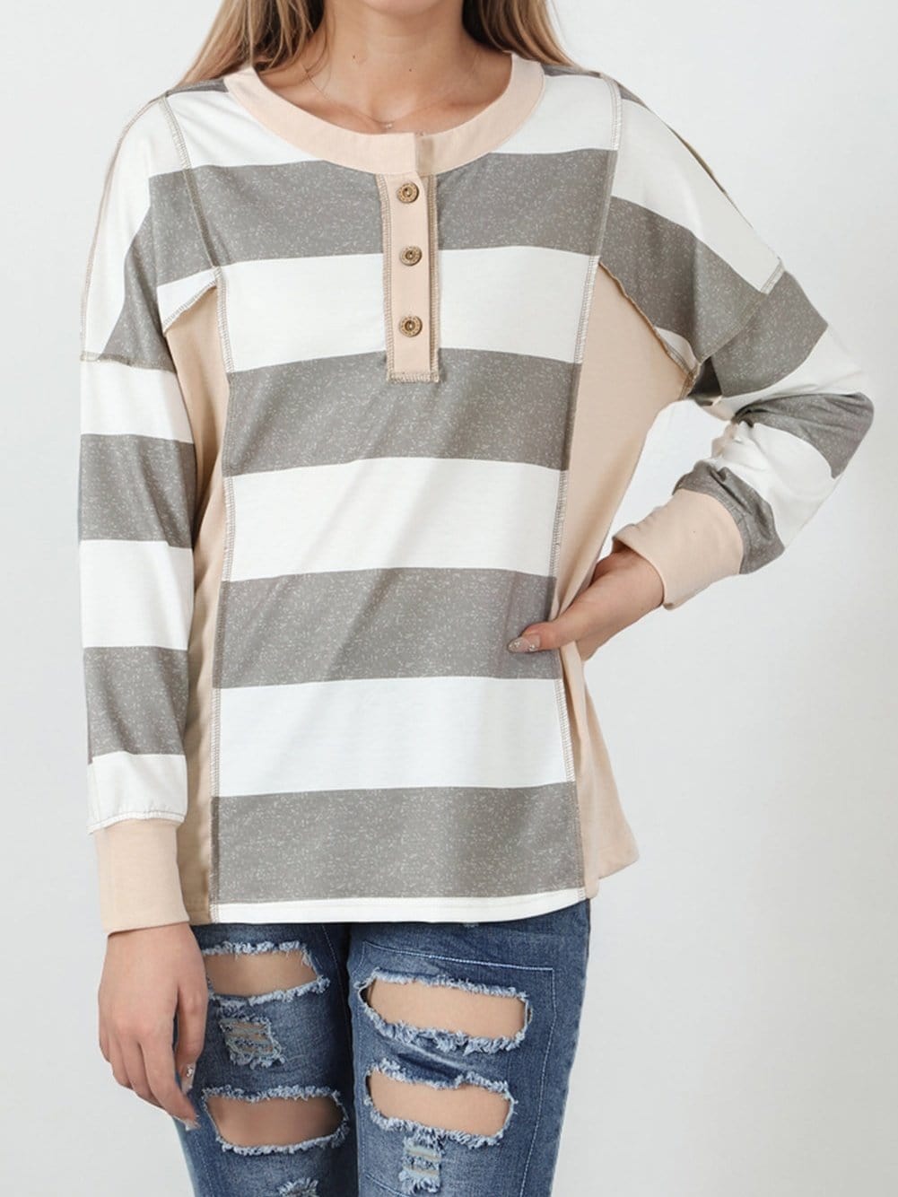 Striped Knitwear Sweater Shirt