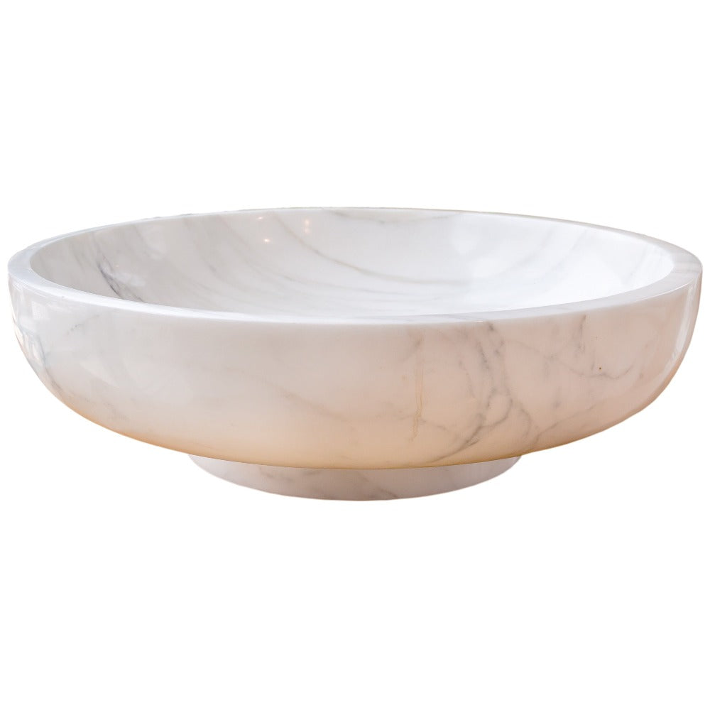Natural Stone Calacatta White Marble Vessel Sink Bowl Polished (D)19