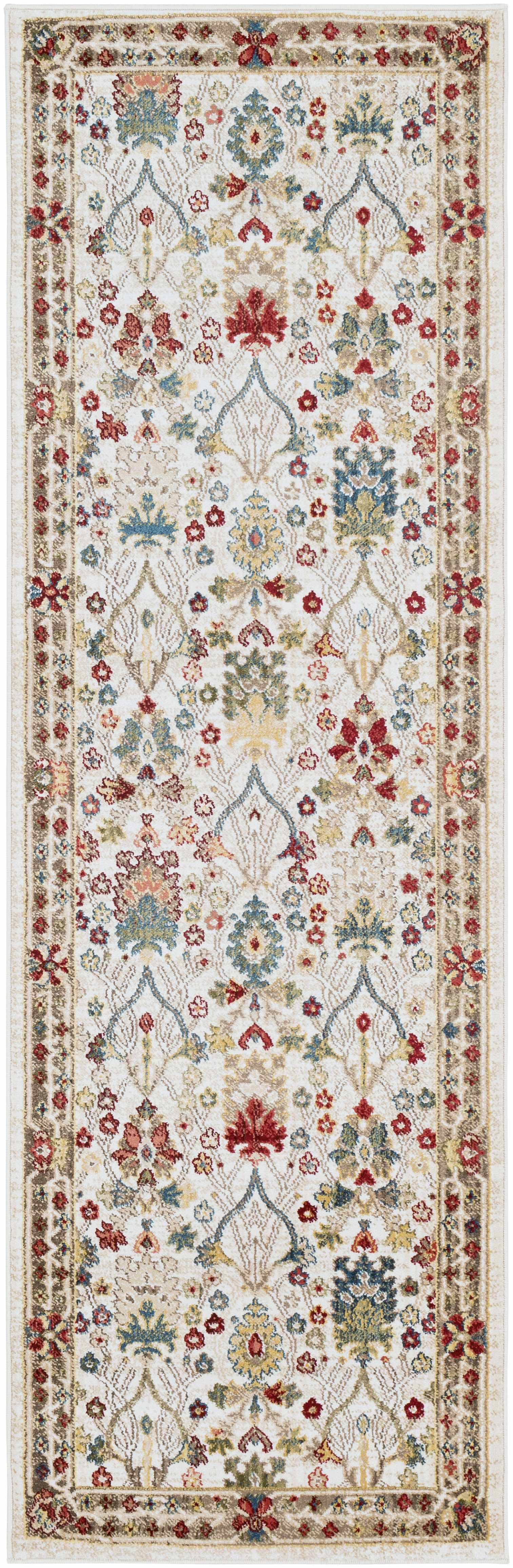 Alfombra de damasco blanco y marrón Neola