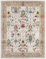 Alfombra de damasco blanco y marrón Neola