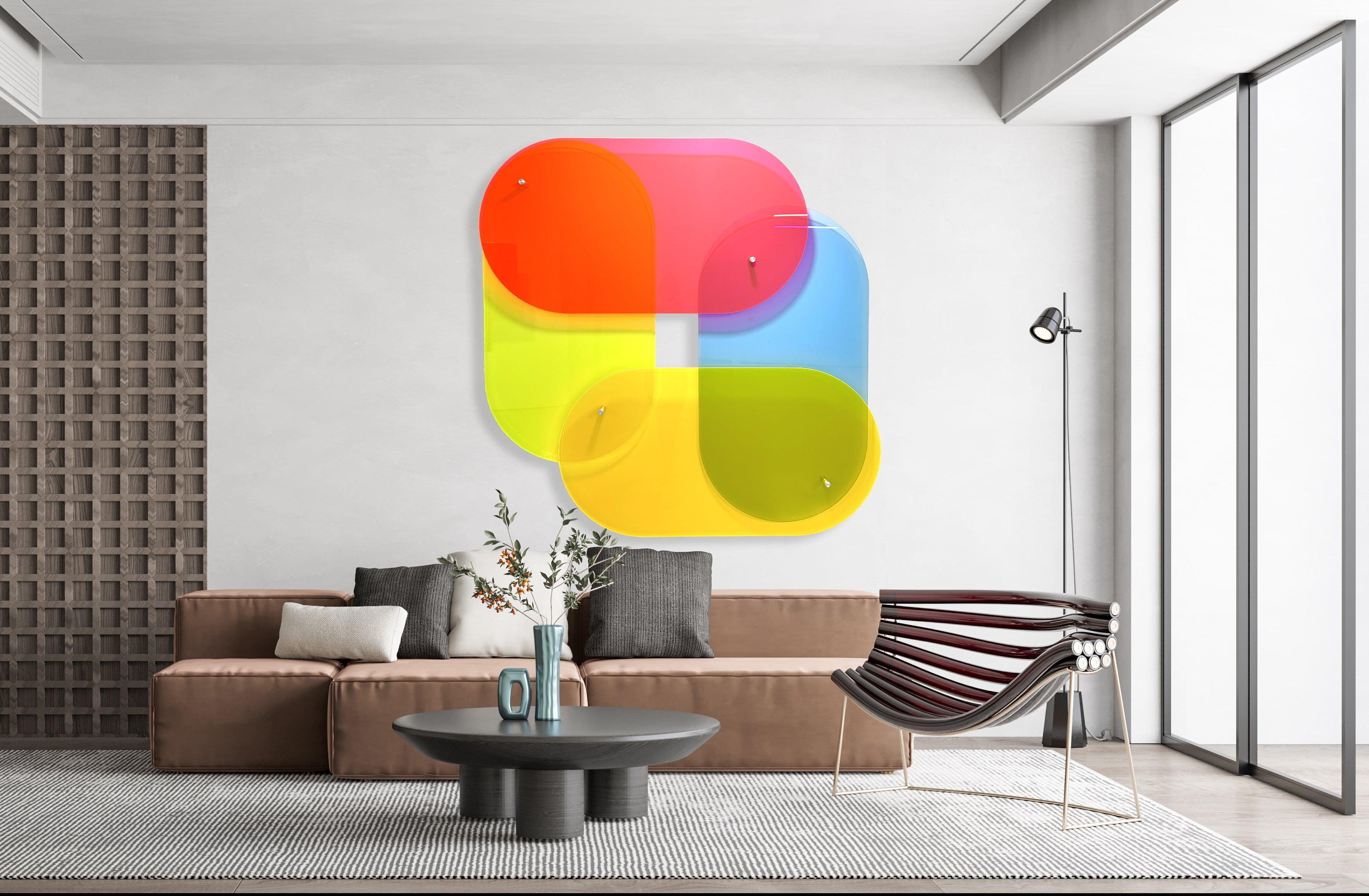 Neon Square Fluorescent Acrylic Neon Pop Art Transparent Wall Art