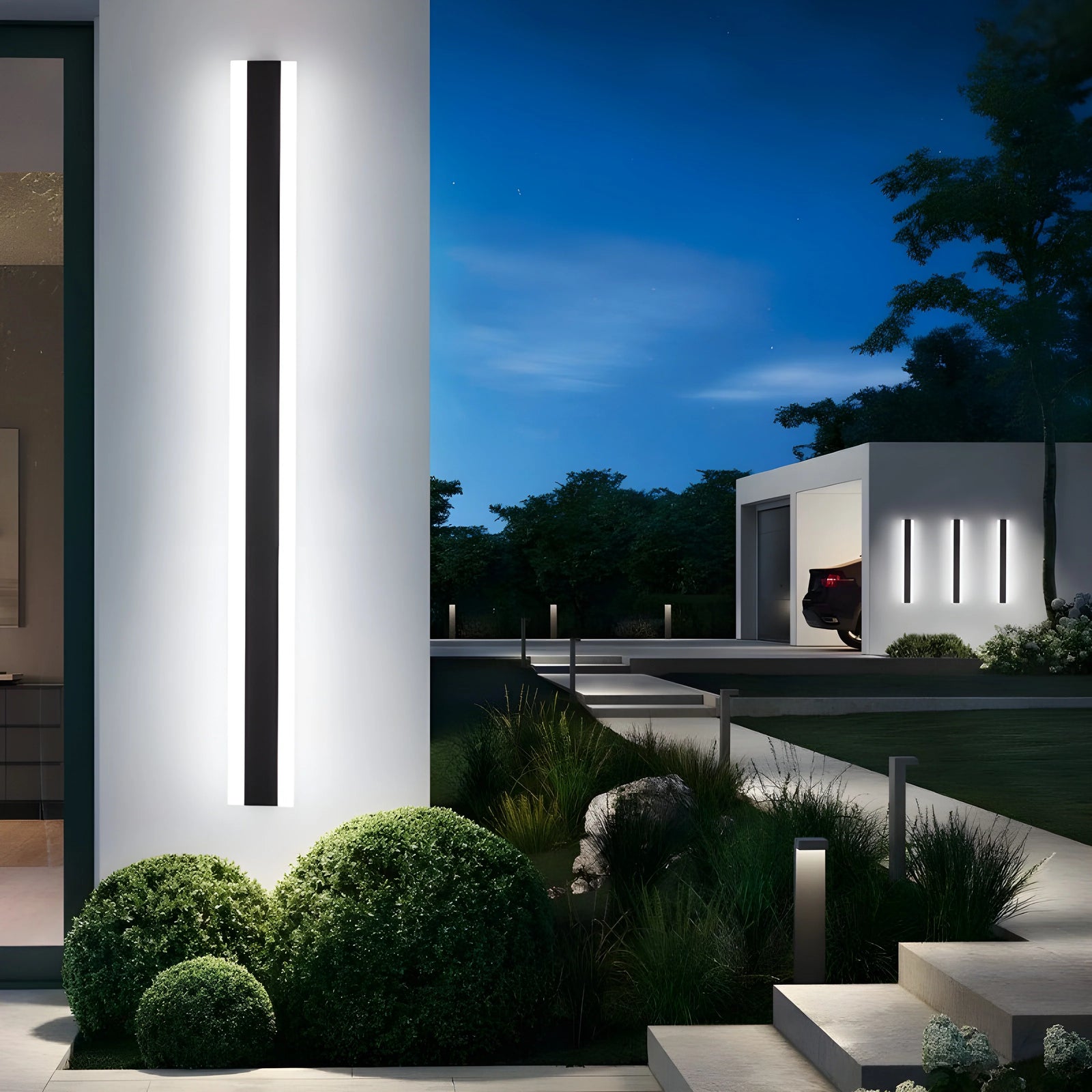 Lámpara de pared LED moderna de aluminio resistente al agua y negra para exteriores para porche