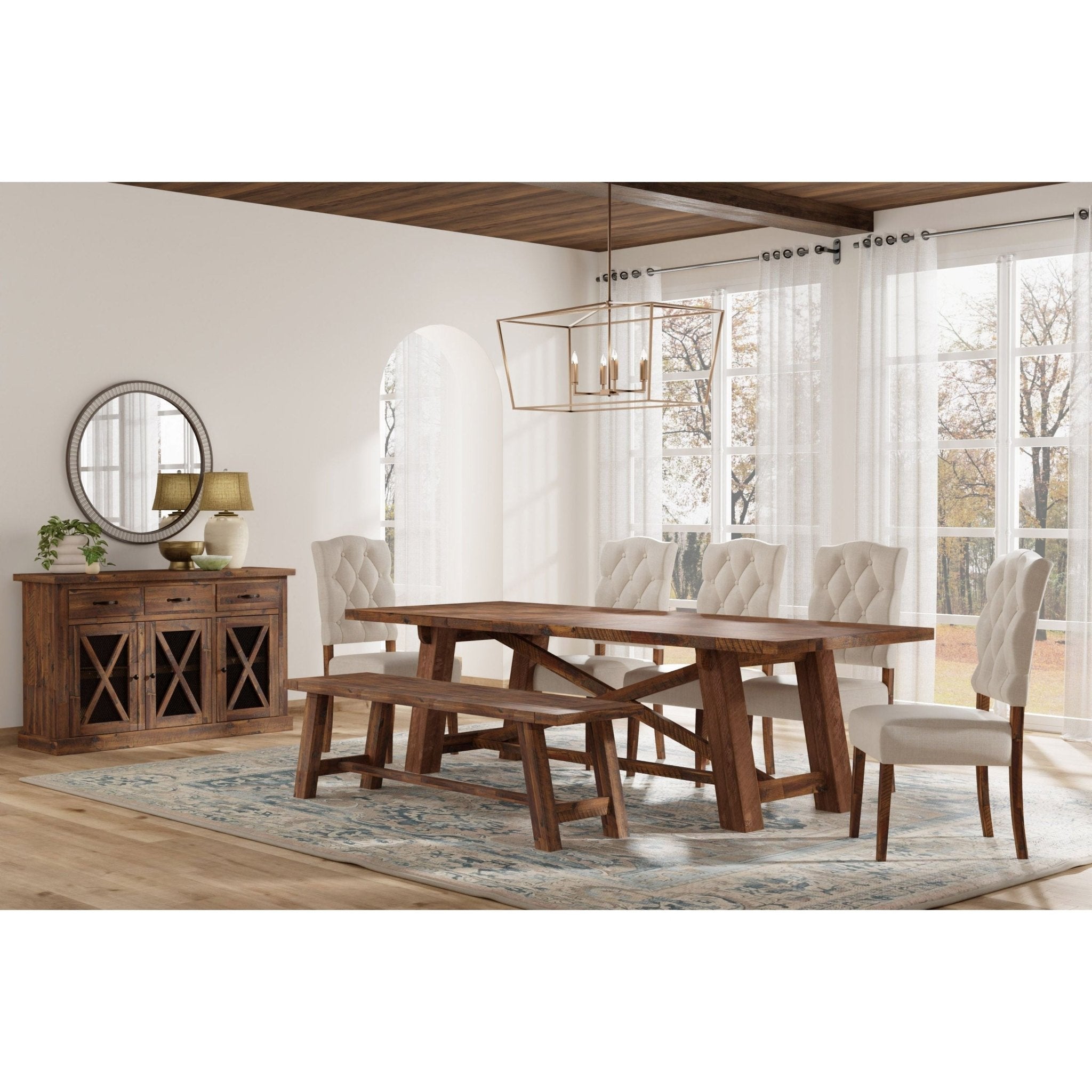 Mesa de comedor rectangular Newberry, marrón medio