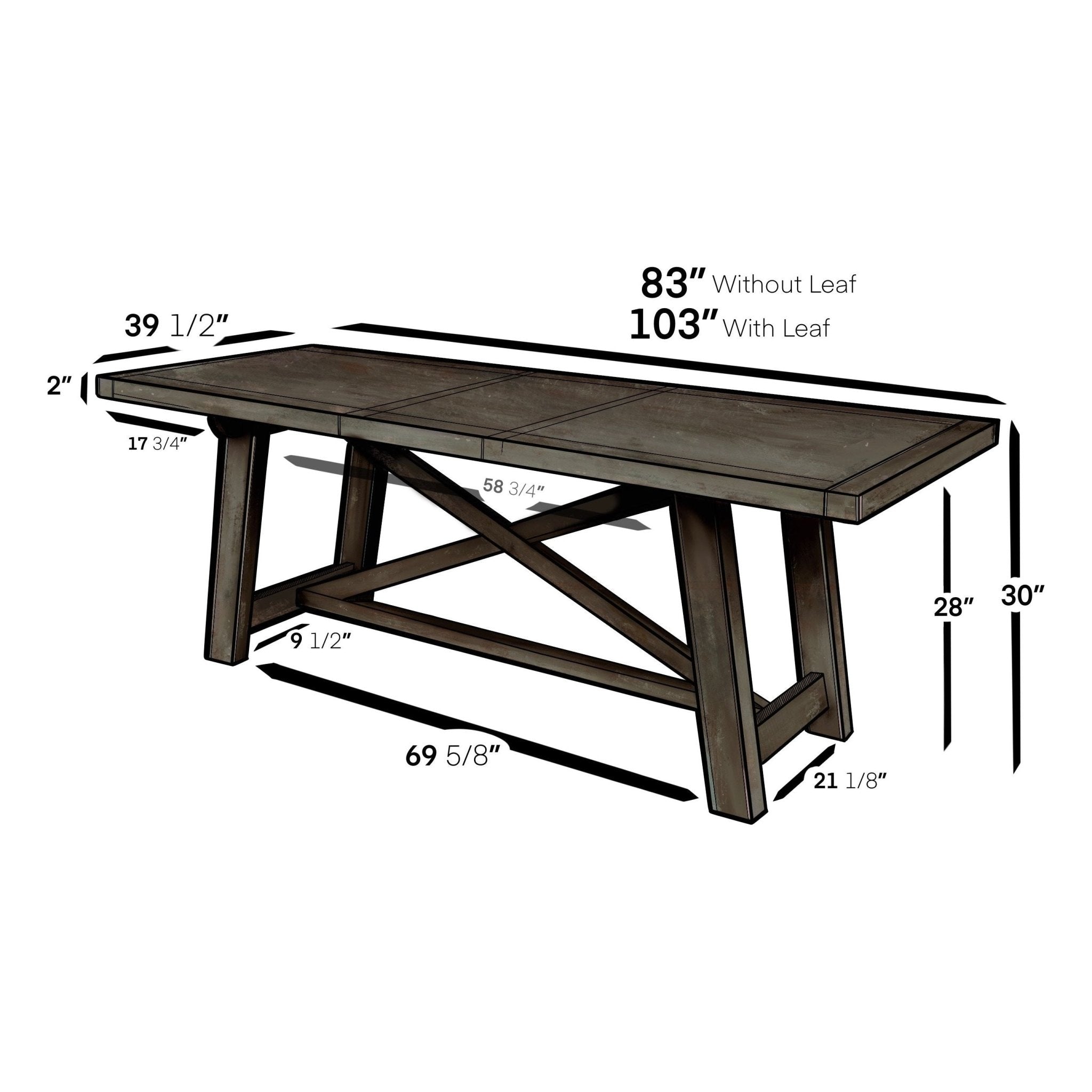 Mesa de comedor rectangular Newberry, gris reciclado