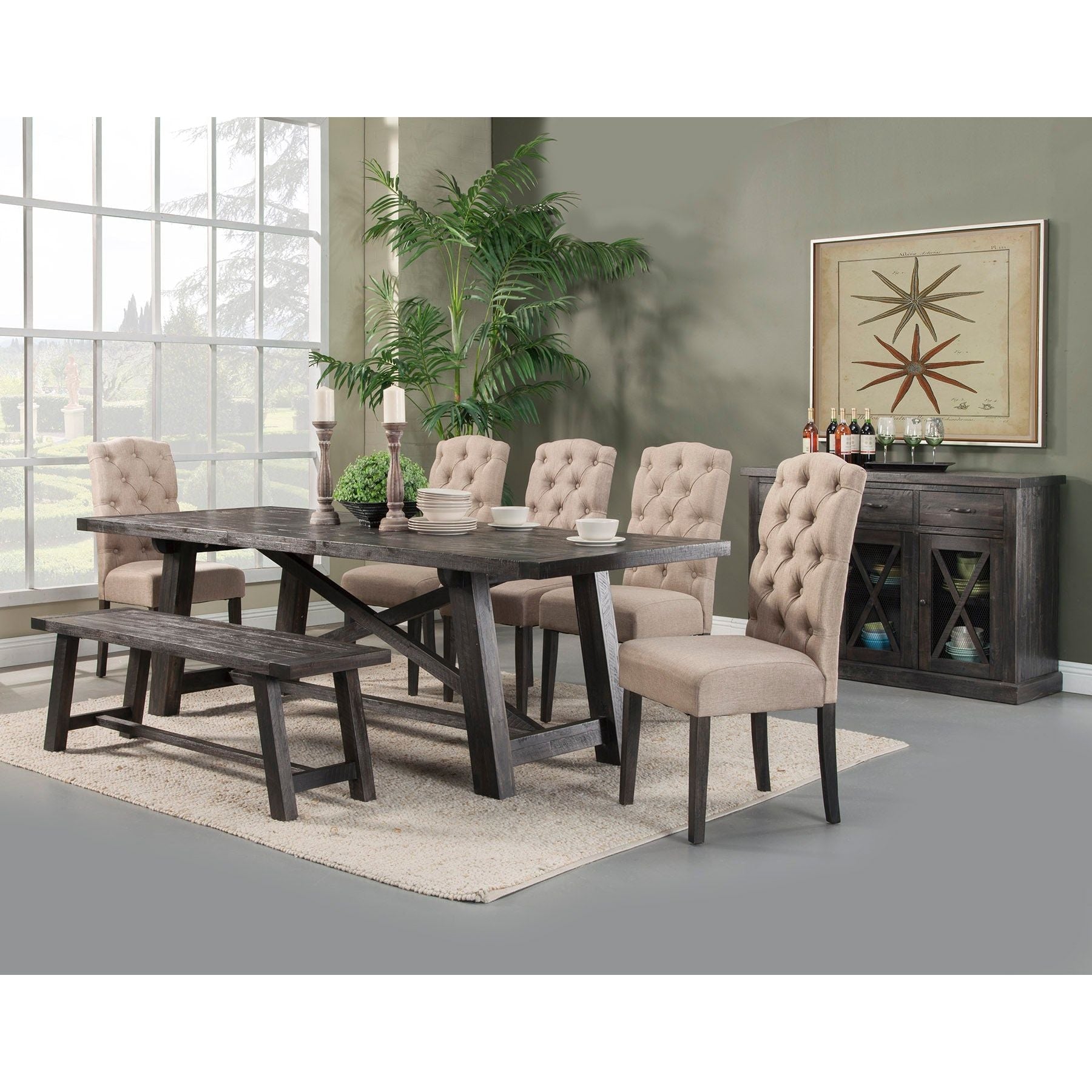 Mesa de comedor rectangular Newberry, gris reciclado