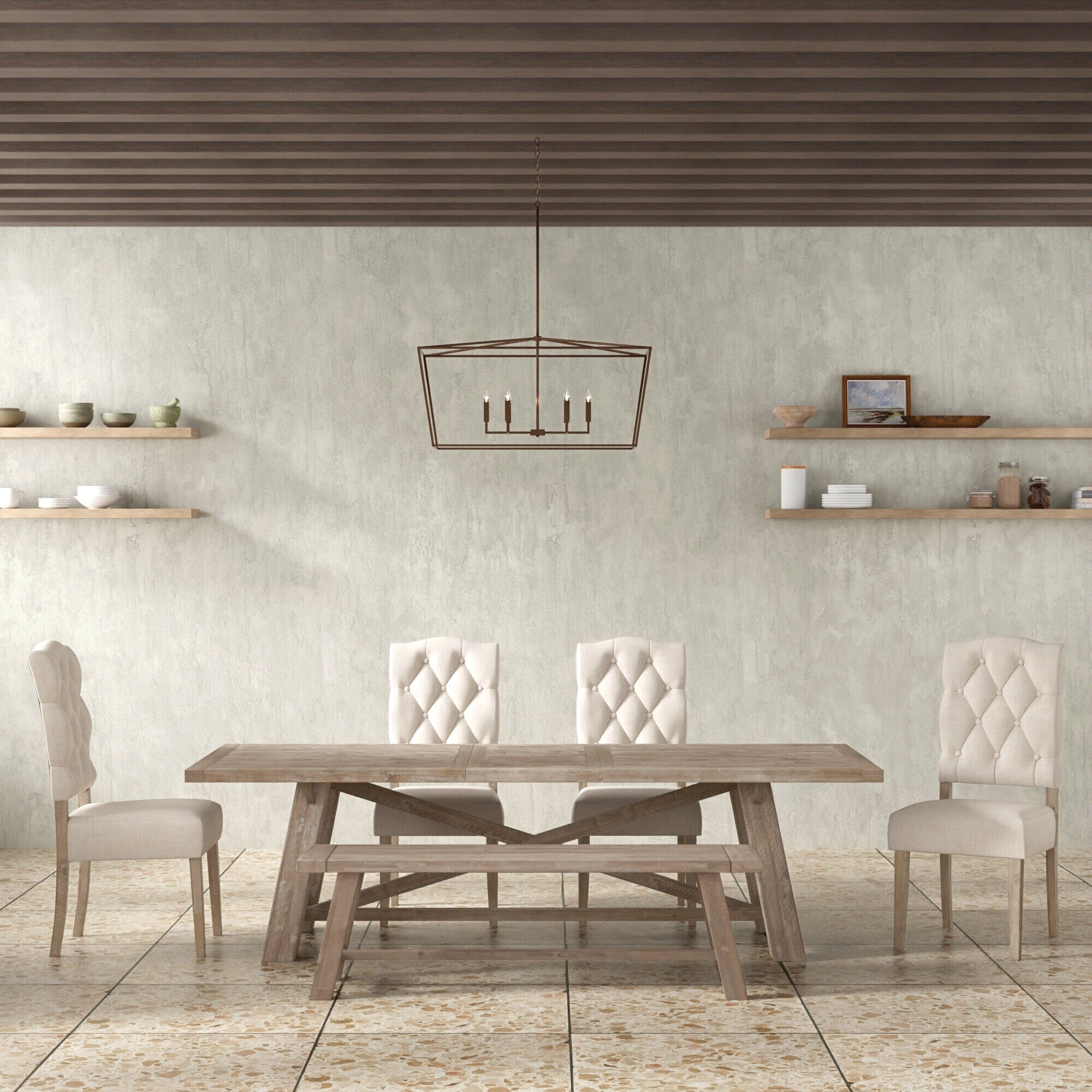 Mesa de comedor rectangular Newberry, natural desgastada