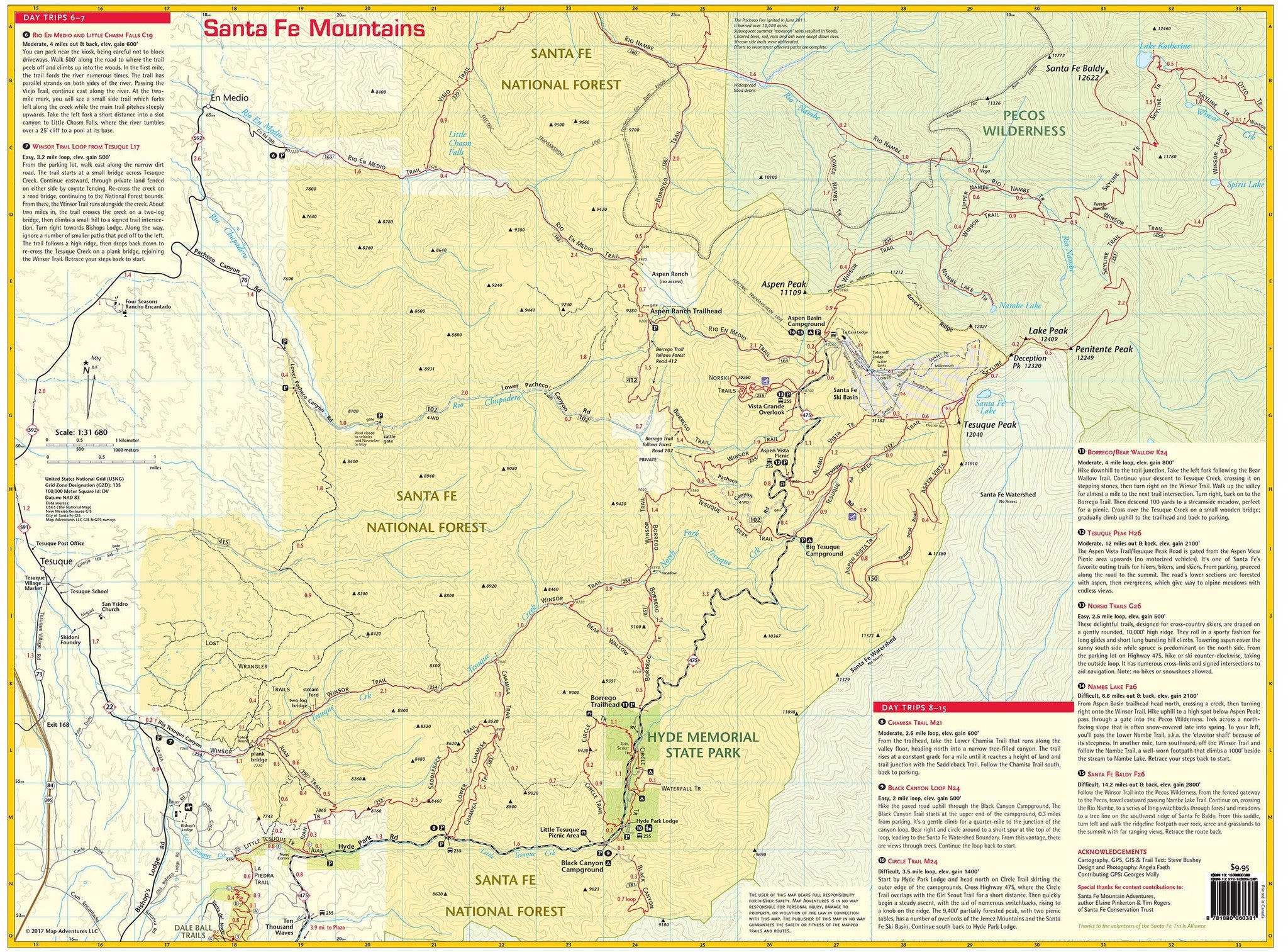 Santa Fe Mountains Hiking Trail Map