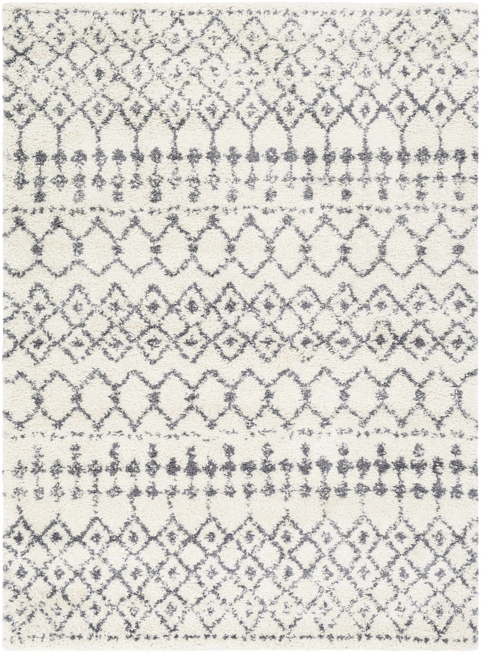 Alfombra de felpa con enrejado blanco y gris de Navassa