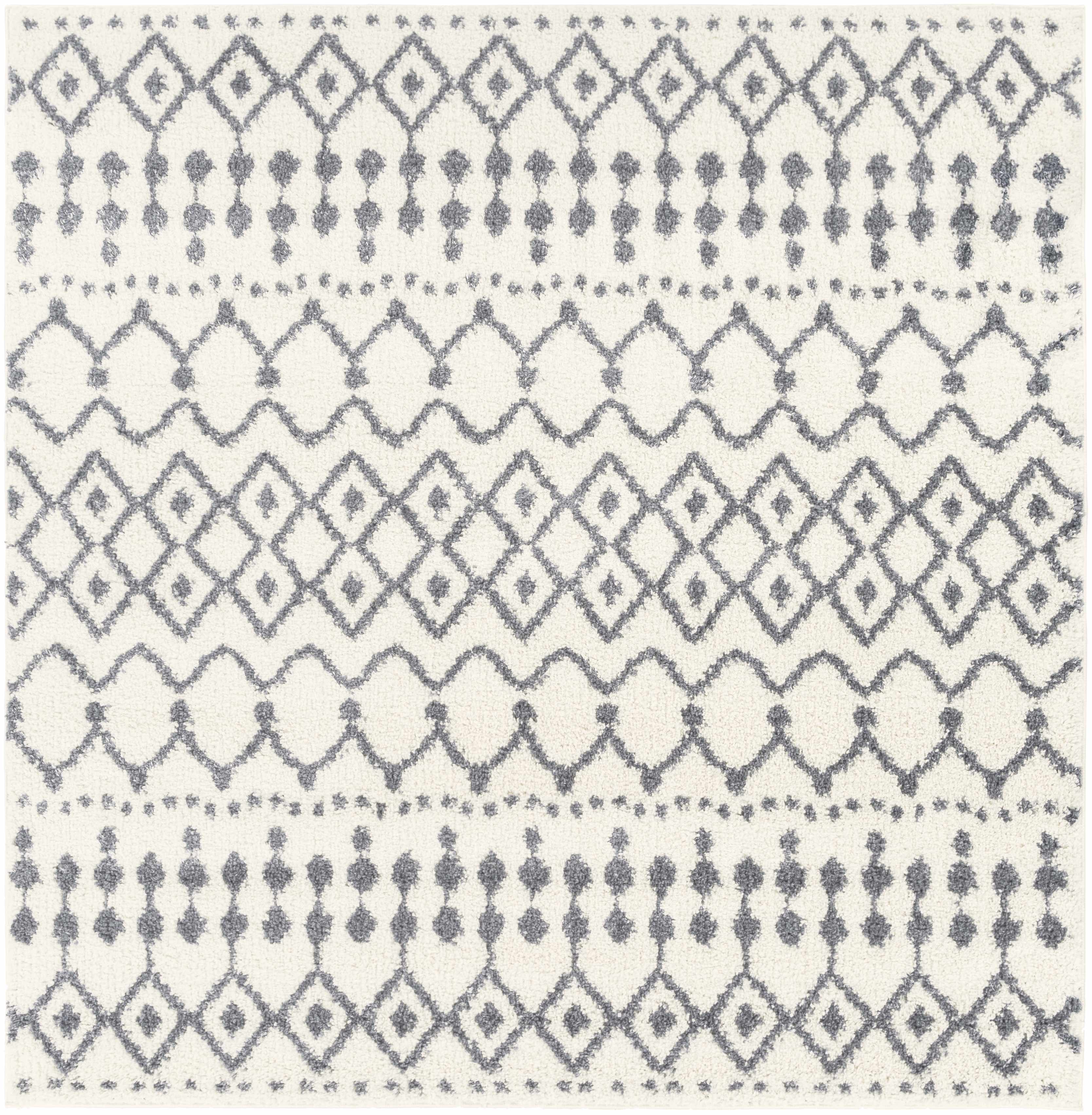 Alfombra de felpa con enrejado blanco y gris de Navassa