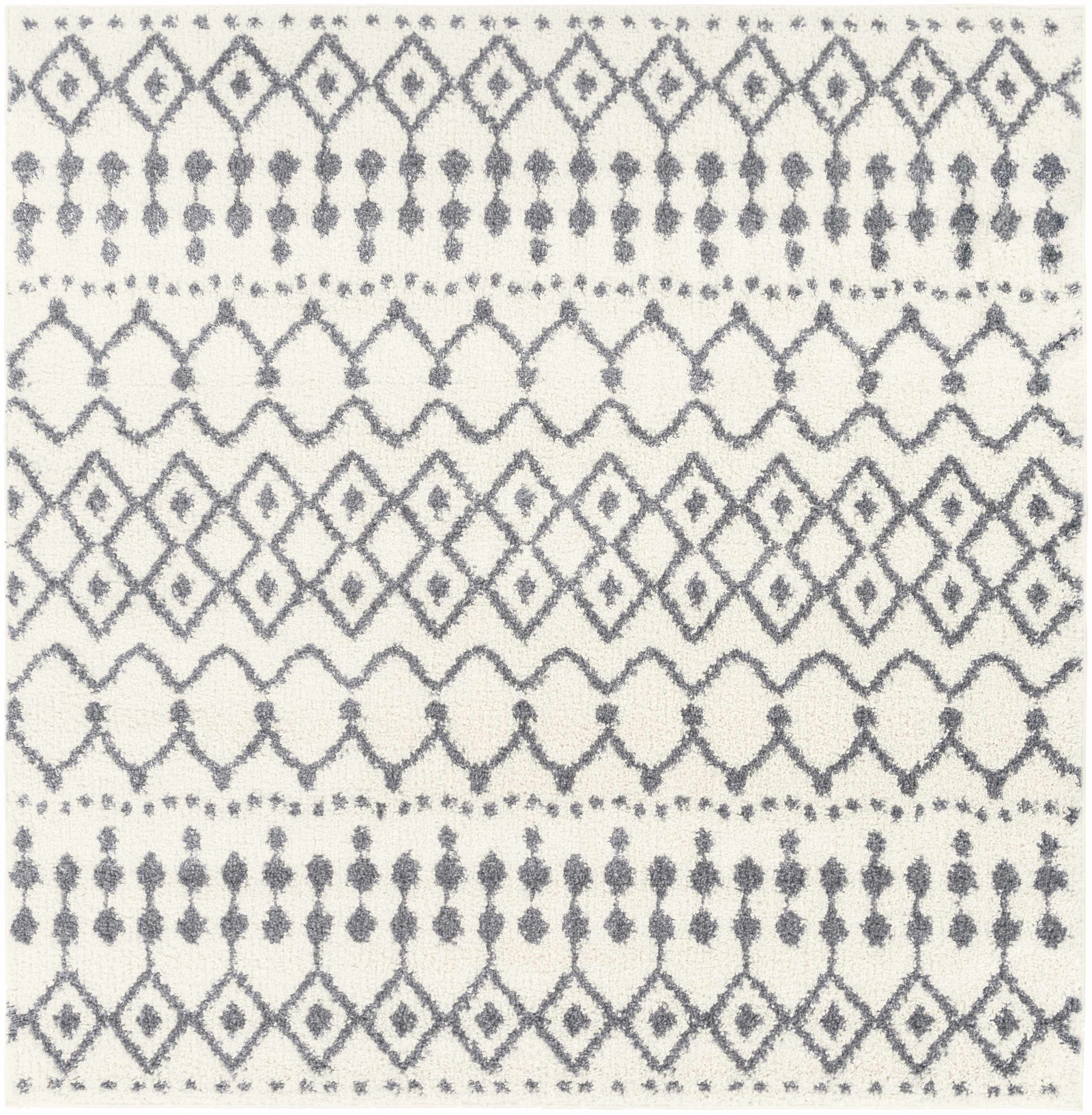 Alfombra de felpa con enrejado blanco y gris de Navassa