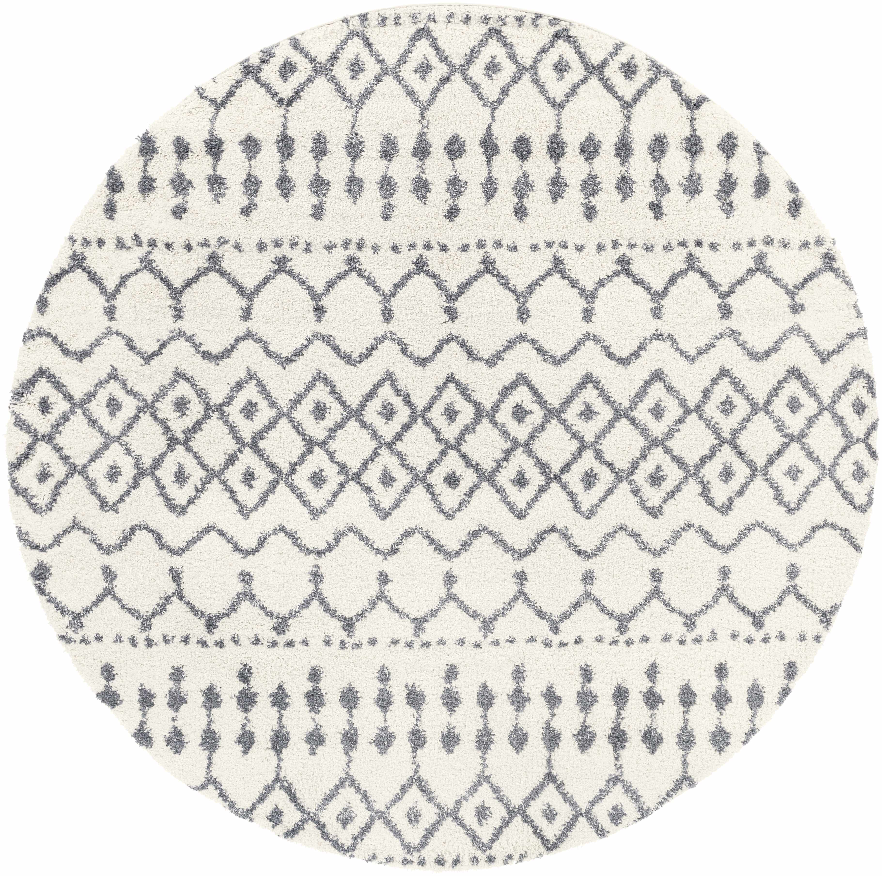 Alfombra de felpa con enrejado blanco y gris de Navassa