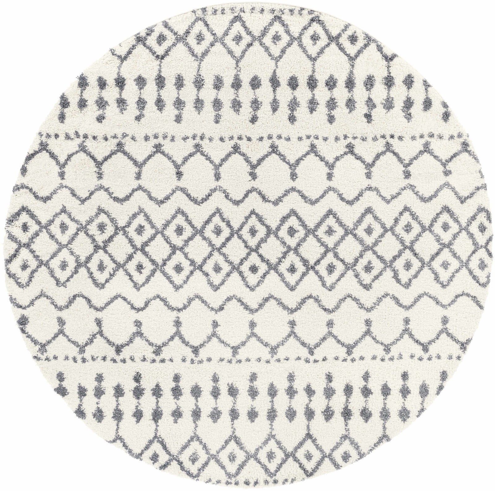 Alfombra de felpa con enrejado blanco y gris de Navassa
