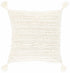 Almohada cuadrada con borlas de color marfil texturizado Odon