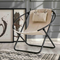 Silla plegable de piel sintética con estructura de metal color blanco roto