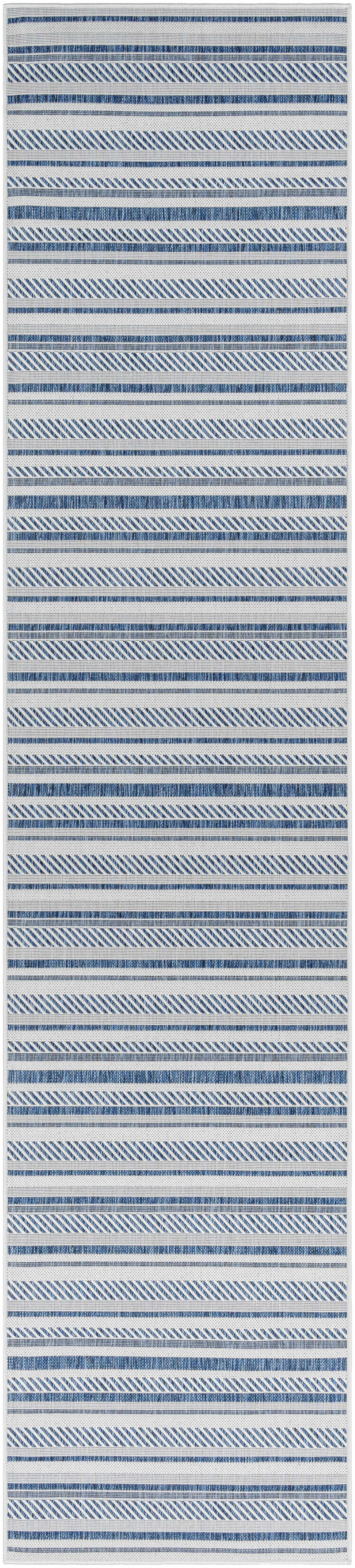 Alfombra nórdica de rayas blancas y azules Olin