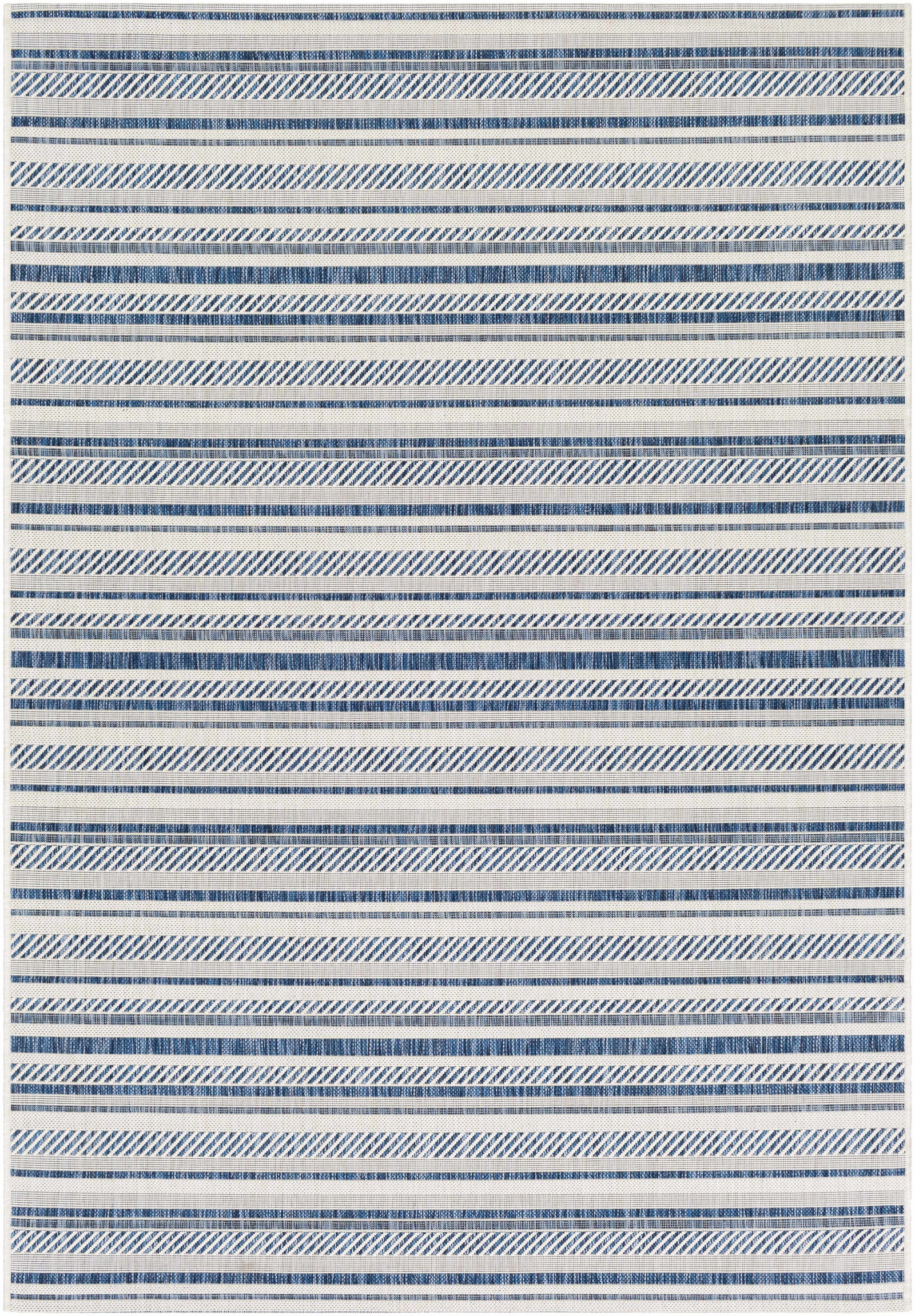 Alfombra nórdica de rayas blancas y azules Olin