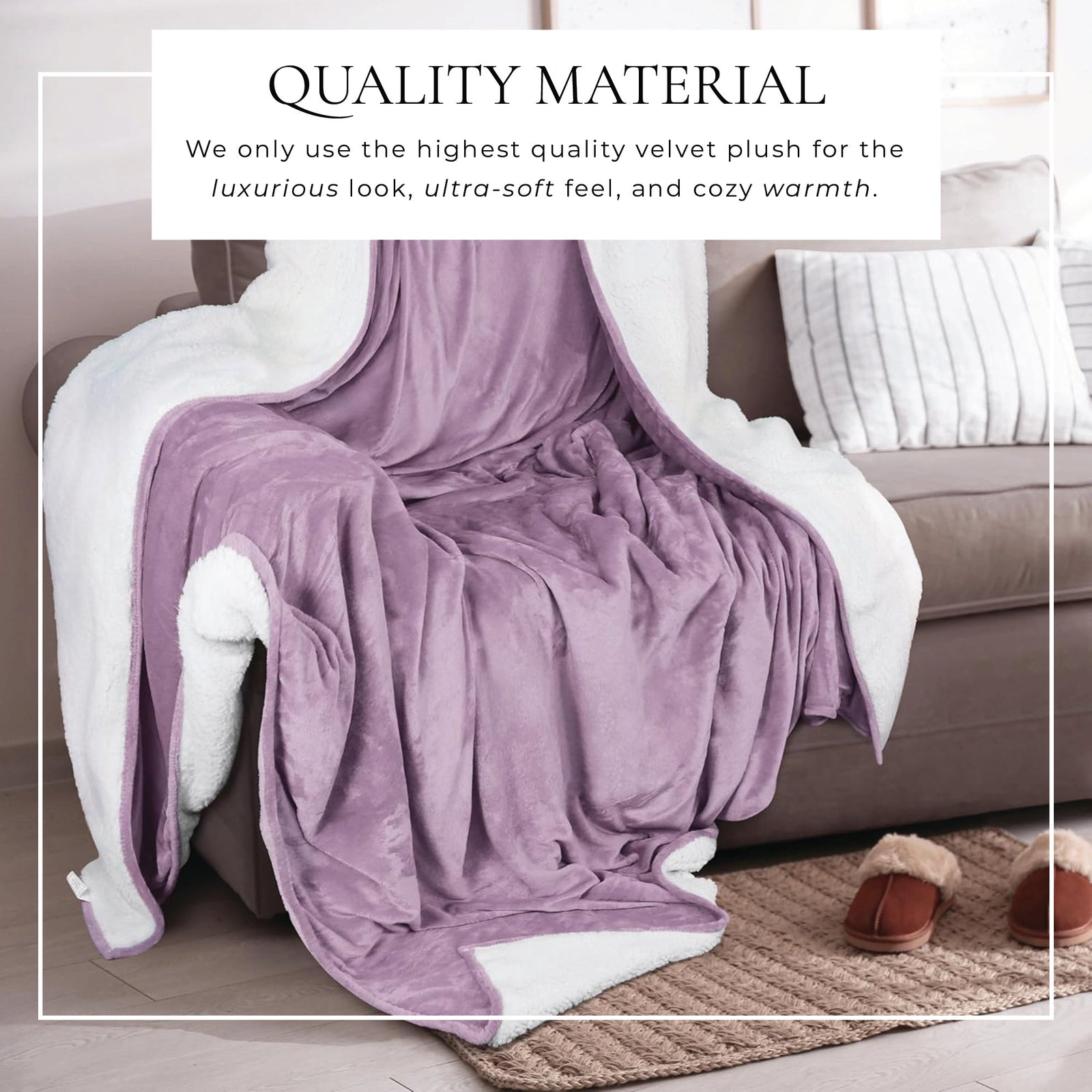 Velvet Plush Sherpa Bed Blanket - Sherpa Fleece Collection