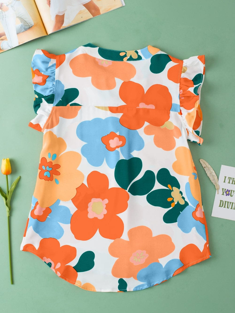 Cute Orange and Pink Floral Shirt