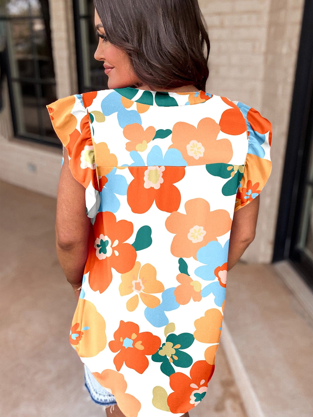 Cute Orange and Pink Floral Shirt