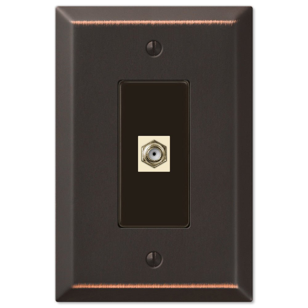 Oversized Aged Bronze Steel - 1 Cable Jack Wallplate
