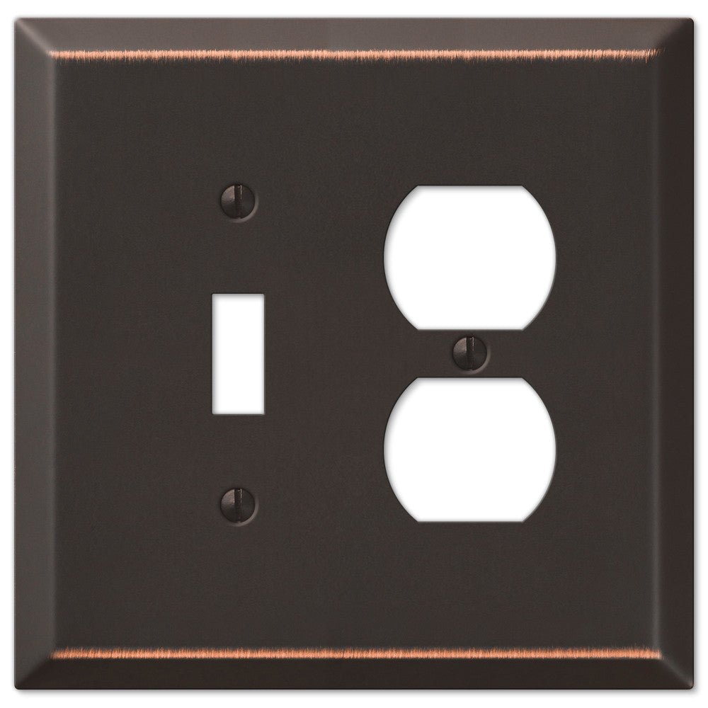 Acero de bronce envejecido de gran tamaño: 1 palanca/1 placa de pared dúplex