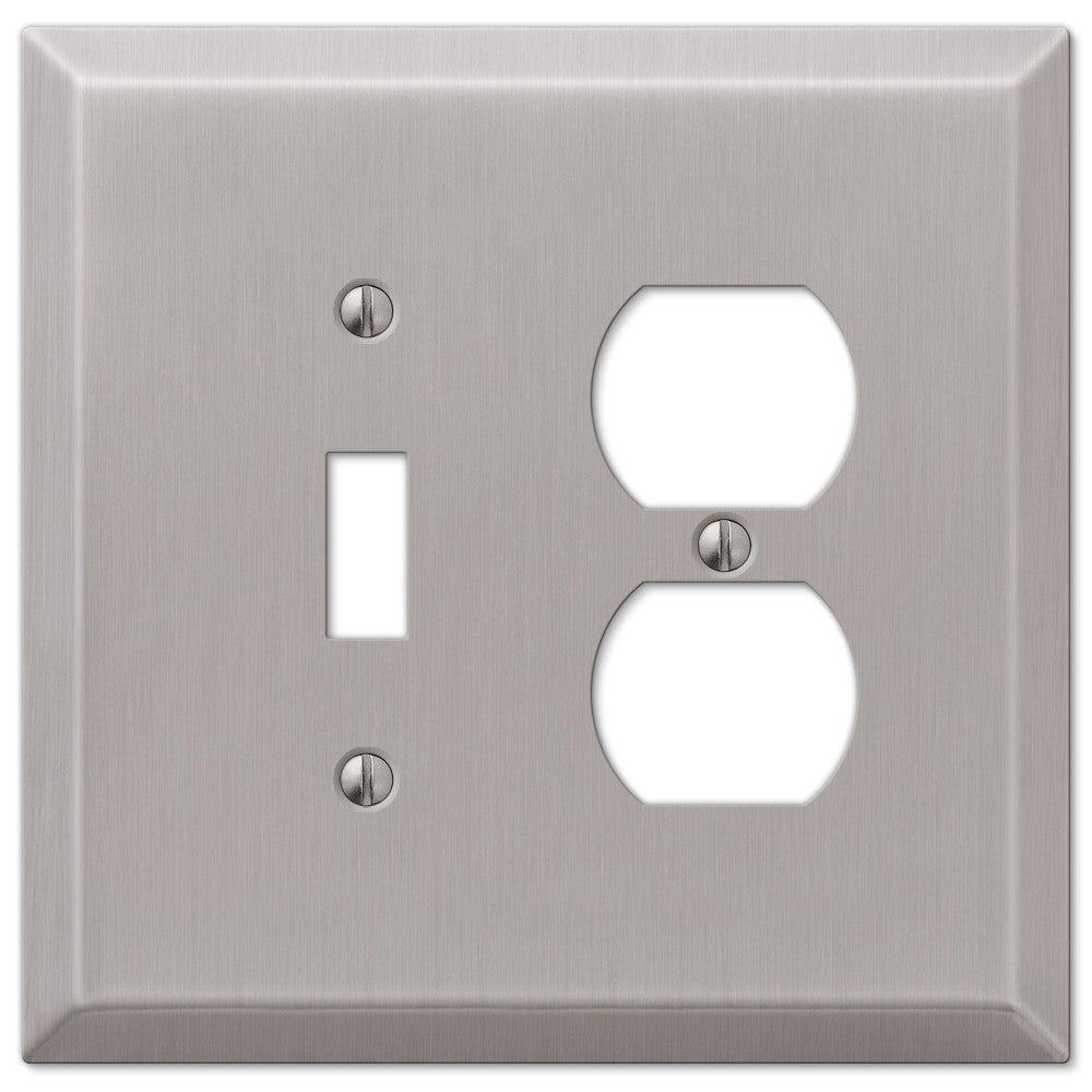 Acero niquelado cepillado de gran tamaño: 1 palanca/1 placa de pared dúplex