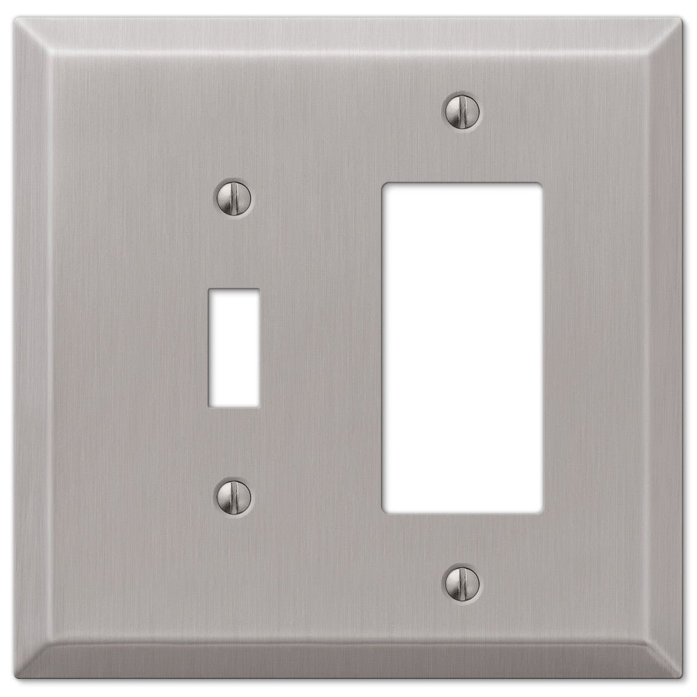 Oversized Brushed Nickel Steel - 1 Toggle / 1 Rocker Wallplate