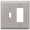 Oversized Brushed Nickel Steel - 1 Toggle / 1 Rocker Wallplate