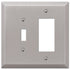 Oversized Brushed Nickel Steel - 1 Toggle / 1 Rocker Wallplate