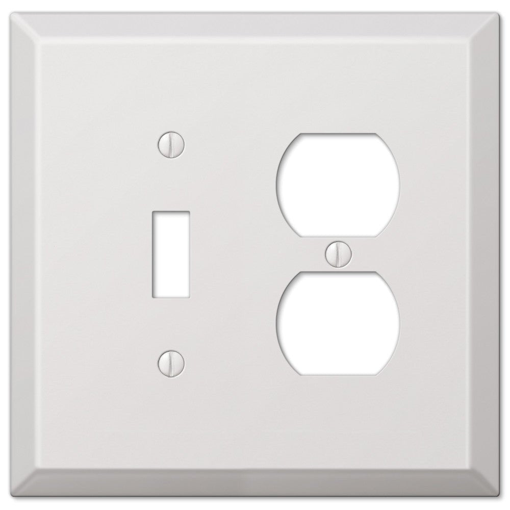 Acero blanco de gran tamaño: 1 palanca/1 placa de pared dúplex