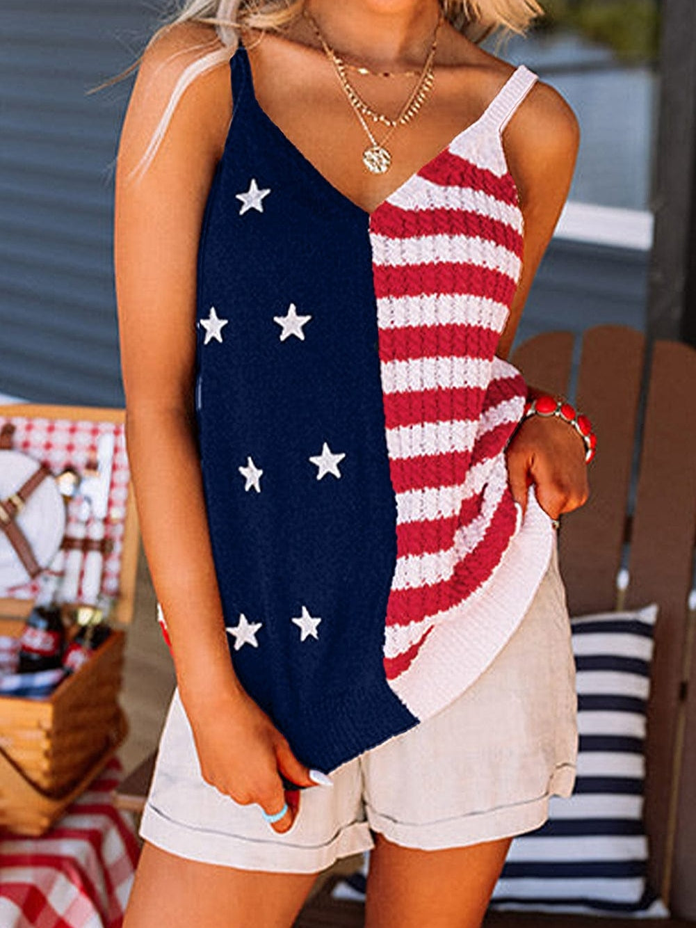 USA Flag Knit Cami