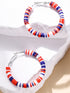 Patriotic Red White and Blue Beaded Hoop Earrings