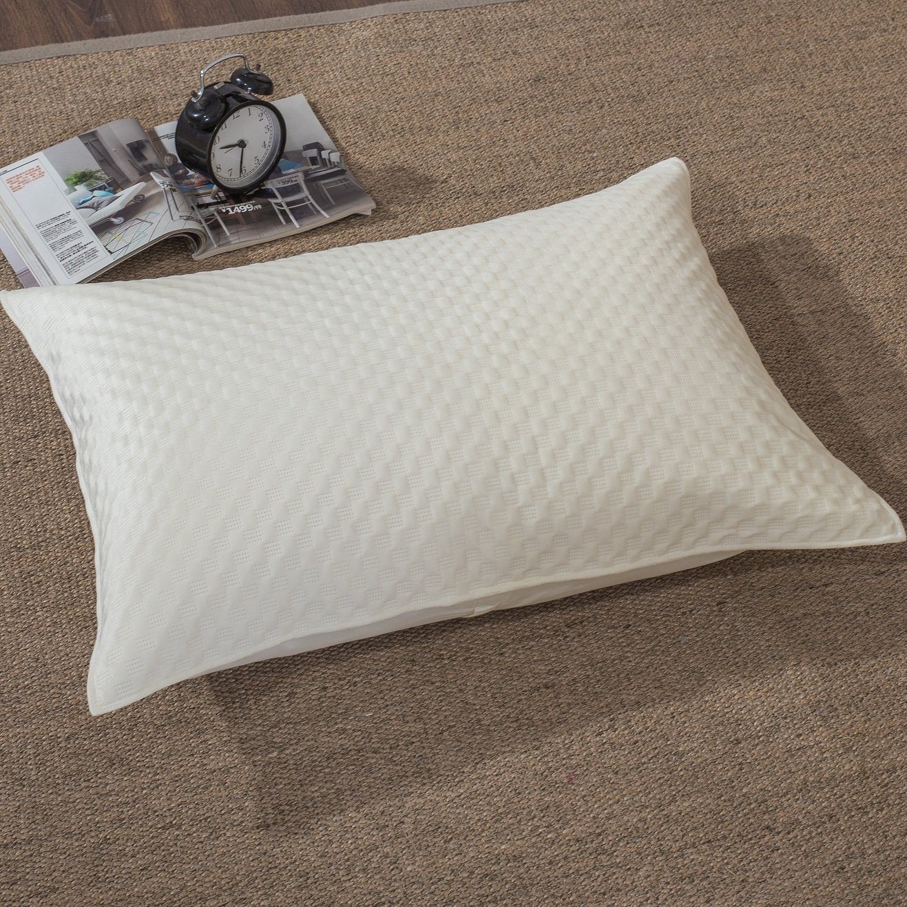 DaDa Bedding Dreamy Soft Velvet Ivory White Velour Quilted King Pillow Sham,  20” x 36” (JHW861)