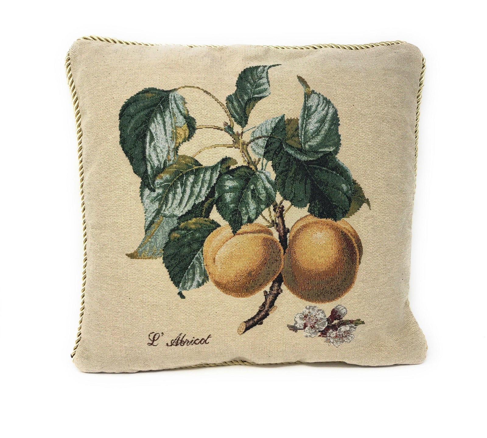 DaDa Bedding Set of 2-Pieces Yellow Apricot Fruits Elegant Tapestry Throw Pillow Covers w/ Inserts - 18