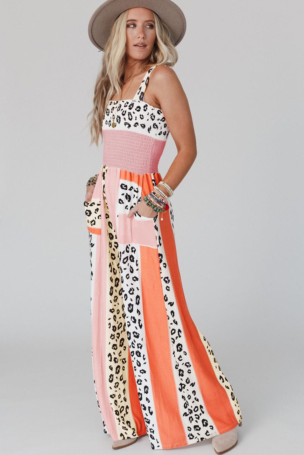 Wide Leg Color Block Jumpsuit