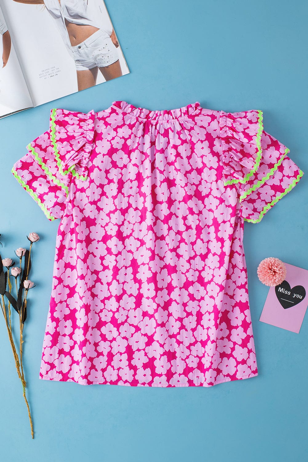 Pretty Pink Flower Print Top