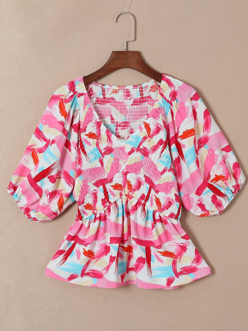 Summer Abstract Print Blouse