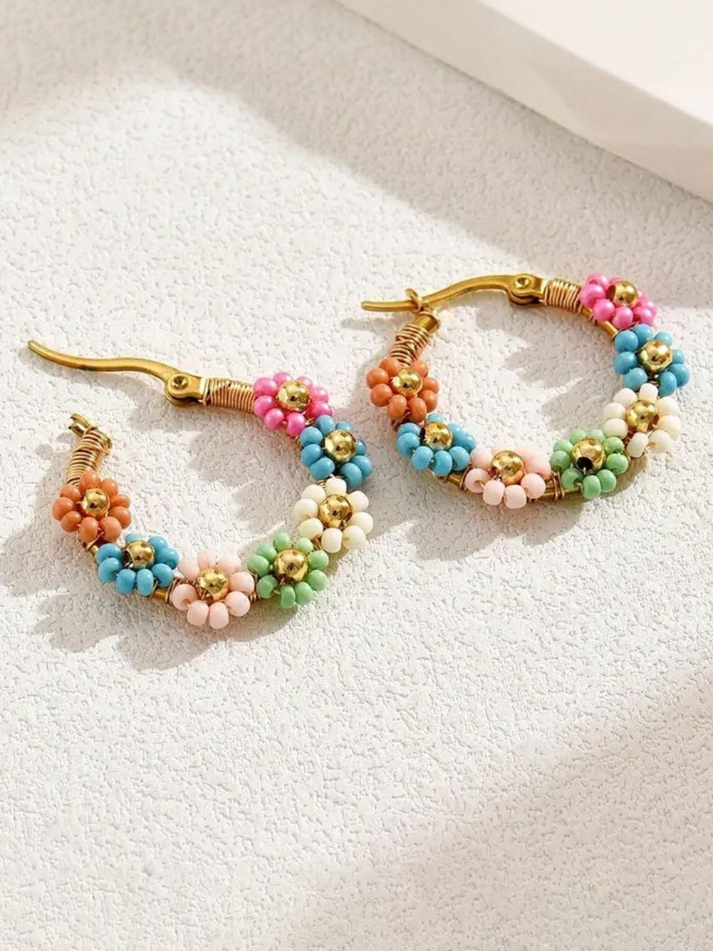 Pretty Pink Floral Hoop Earrings for Chic Outfits