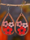 Pink Floral Hollow Drop Earrings