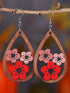 Pink Floral Hollow Drop Earrings