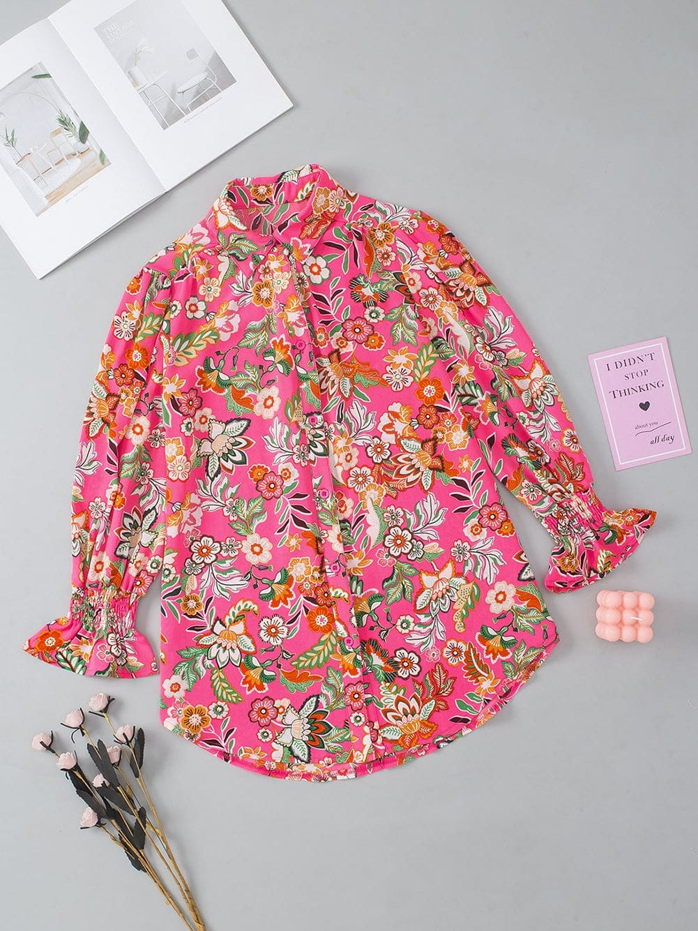 Floral Print Collared Shirt