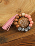 Leopard Fringe Mama Wood Beaded Keychain