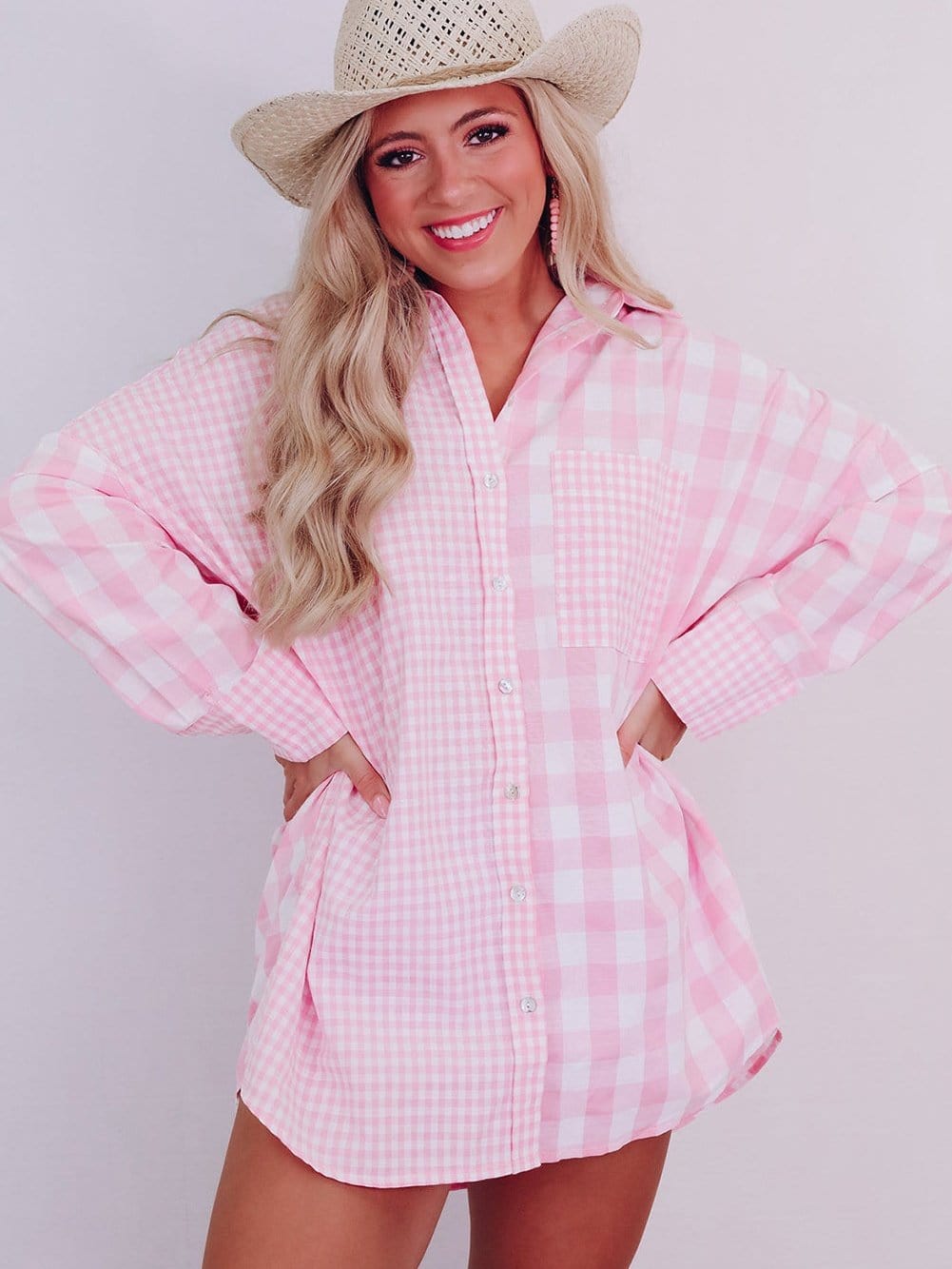 Versatile Pink Plaid Shirt