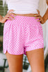 Casual Pink Checkered Shorts