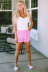 Casual Pink Checkered Shorts