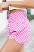 Casual Pink Checkered Shorts