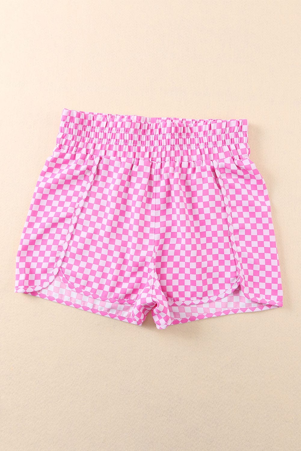 Casual Pink Checkered Shorts